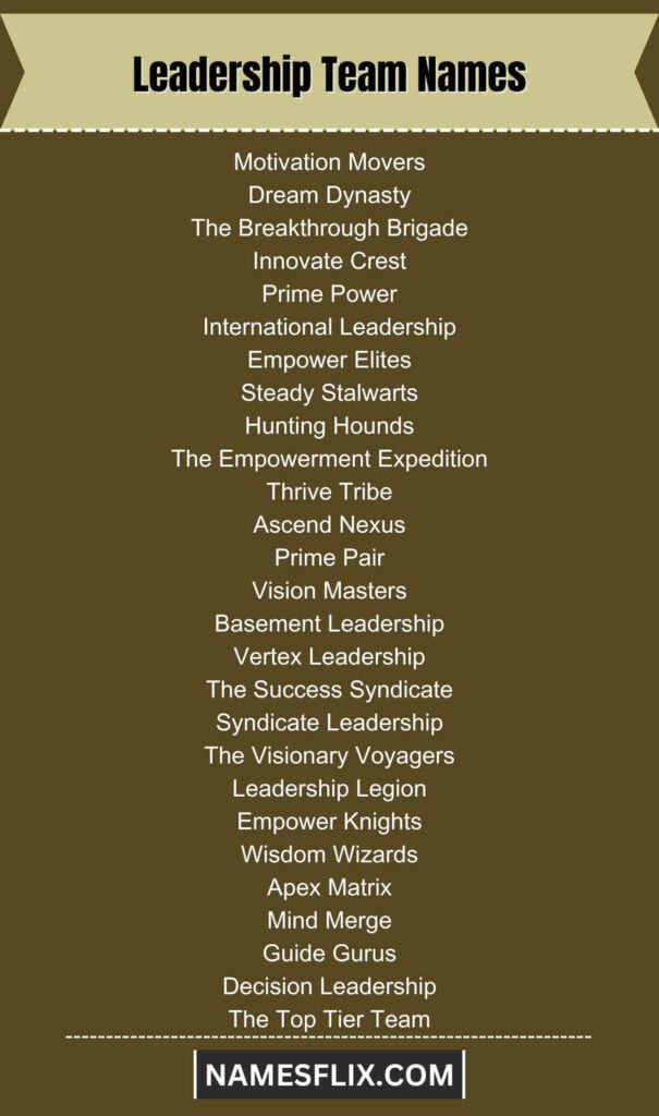 Funny Leadership Team Names Ideas