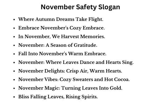 November Safety Slogans