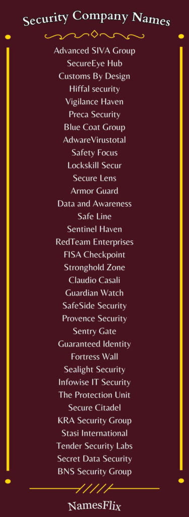 Security Company Names