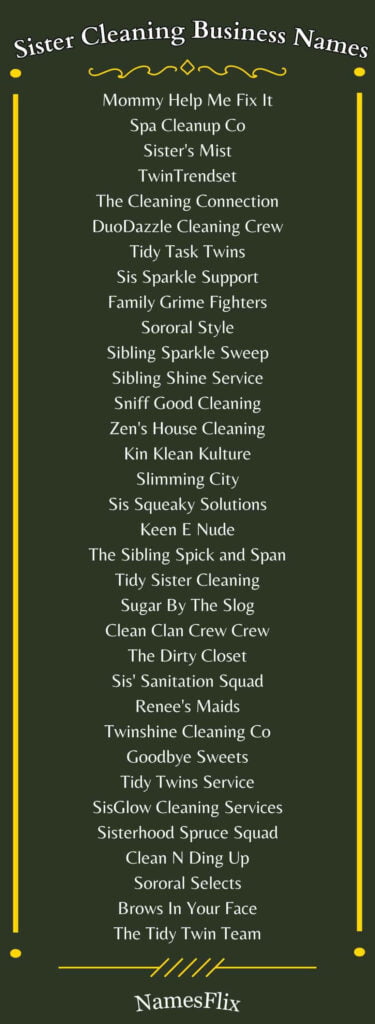 Sister Cleaning Business Names