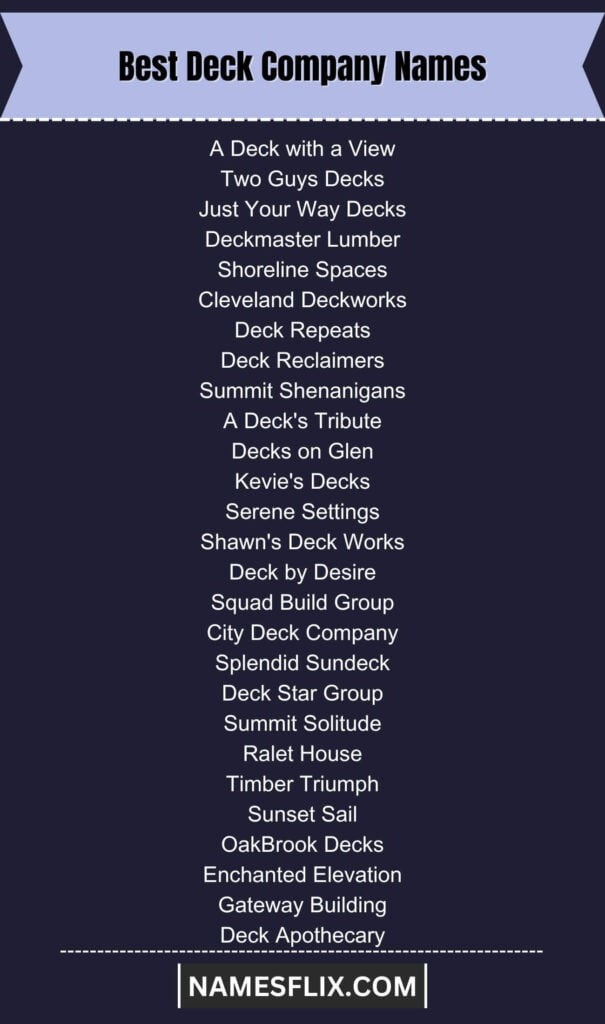 Best Deck Company Names