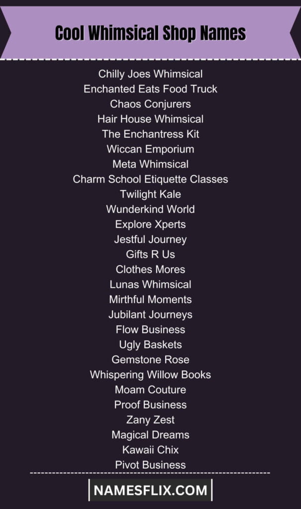 Cool Whimsical Shop Names