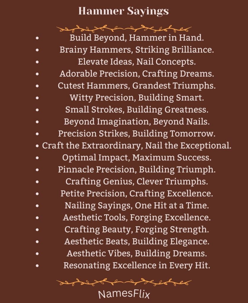 Hammer Sayings