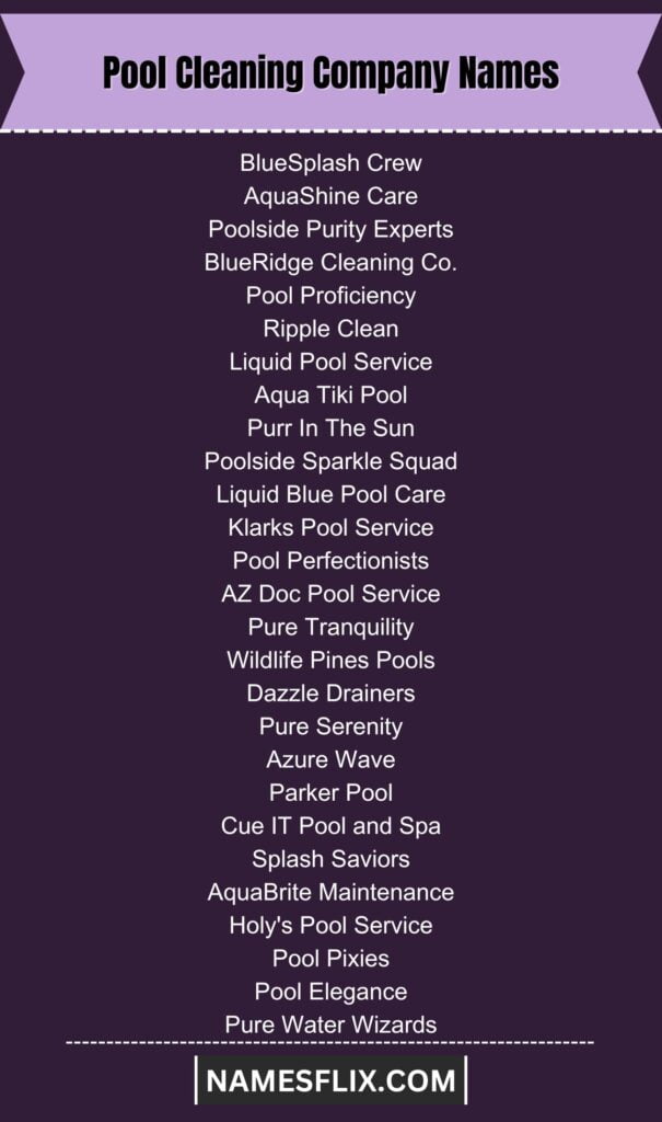 Pool Cleaning Company Names