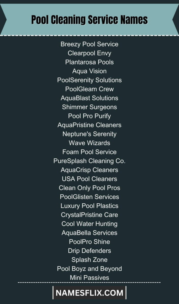 Pool Cleaning Service Names