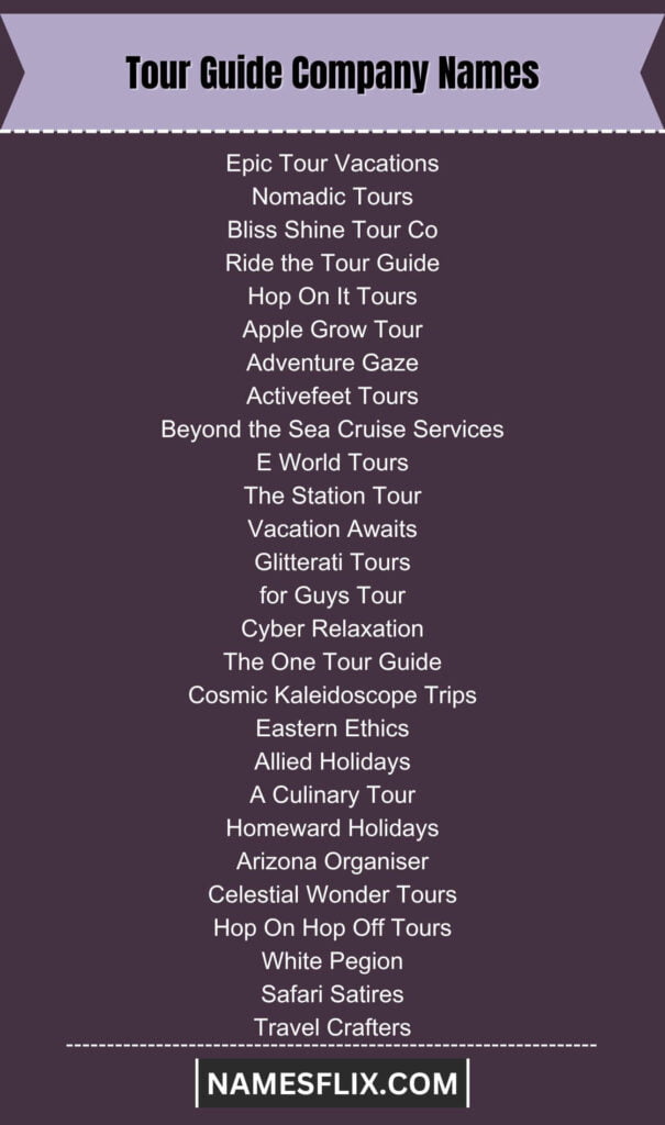 Tour Guide Company Names