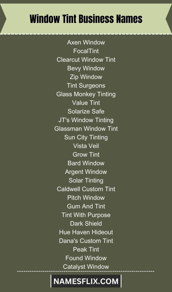 Window Tint Business Names
