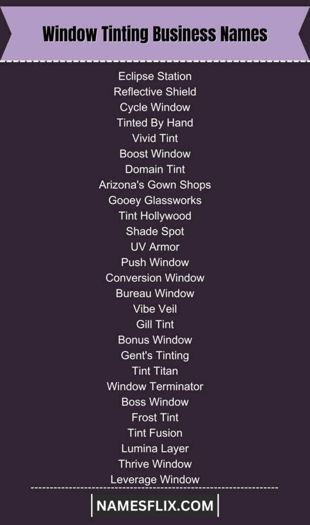 Window Tinting Business Names