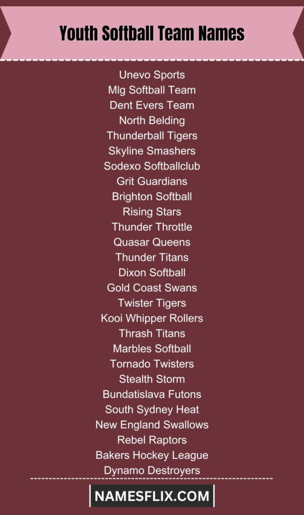 Youth Softball Team Names
