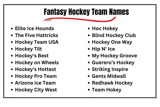 Fantasy Hockey Team Names