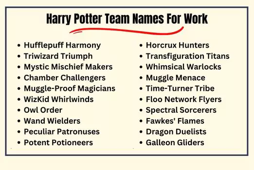 Harry Potter Team Names For Work