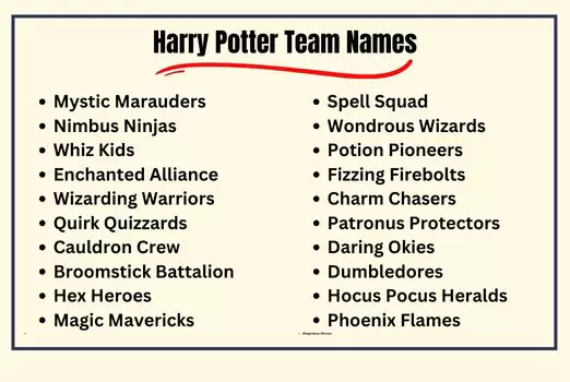 Harry Potter Team Names