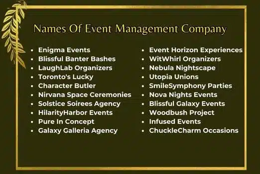 Names Of Event Management Company