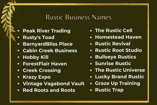 Rustic Business Names