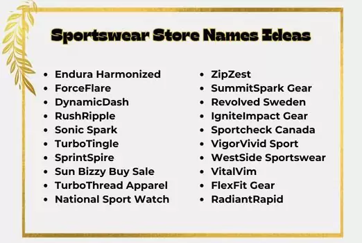 Sportswear Store Names