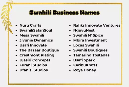 Swahili Business Names