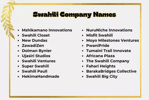 Swahili Company Names