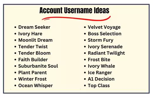 Account Usernames Ideas