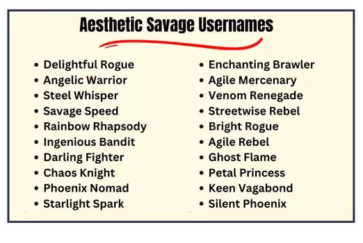 Aesthetic Savage Usernames