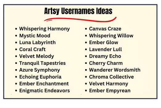 Artsy Usernames Ideas