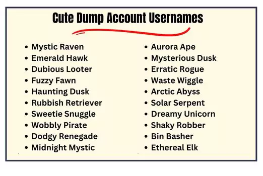 Cute Dump Account Usernames