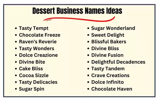Dessert Business Names Ideas