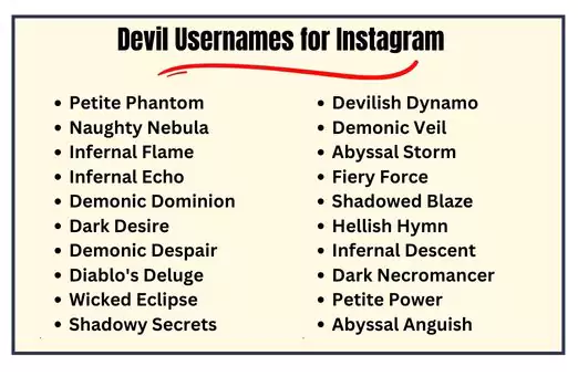 Devil Usernames for Instagram