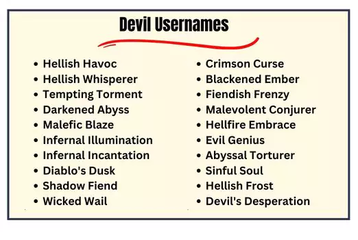 Devil Usernames