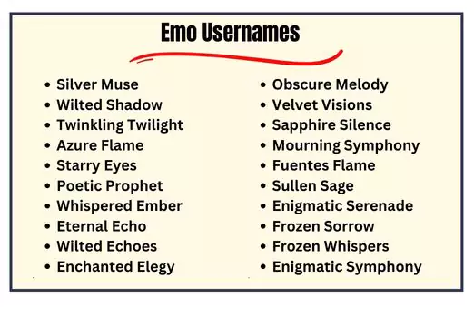 Emo Usernames