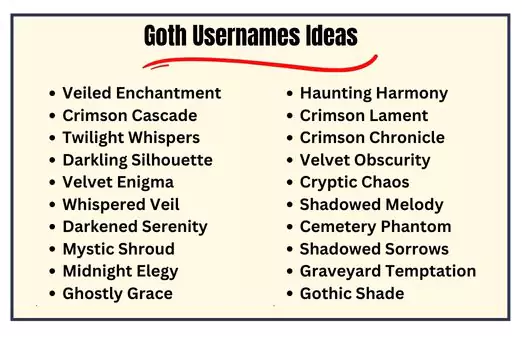 Goth Usernames Ideas