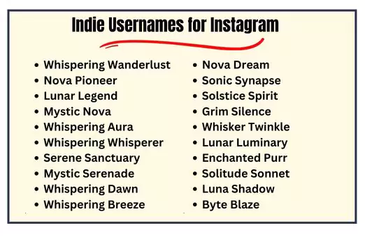 Indie Usernames for Instagram