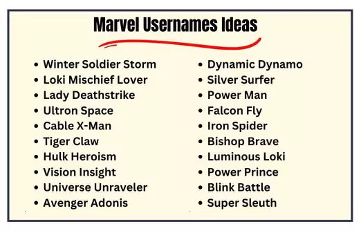 Marvel Usernames Ideas