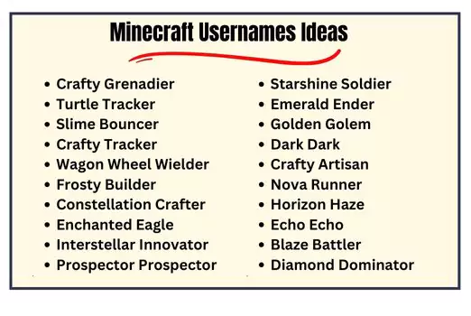 Minecraft Usernames Ideas