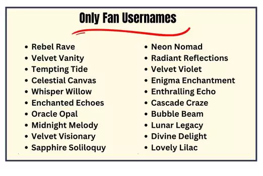 Only Fan Usernames
