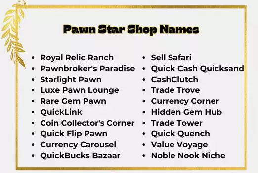 Pawn Star Shop Names