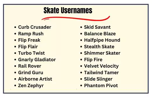 Skate Usernames
