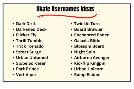 Skate Usernames Ideas