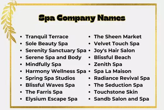 Spa Company Names