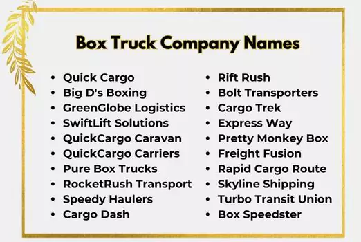 Box Truck Company Names