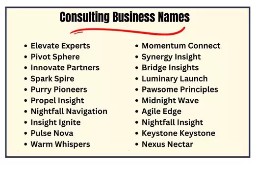 Consulting Business Names