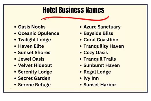 Hotel Business Names