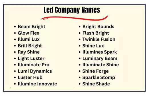 Led Company Names