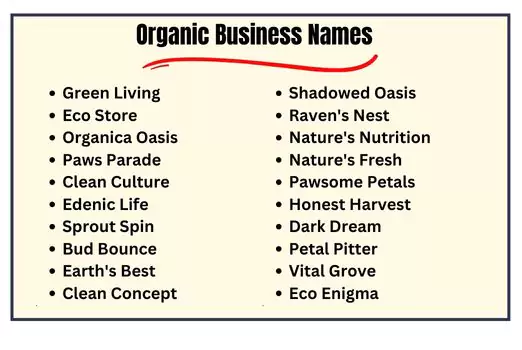 Organic Business Names