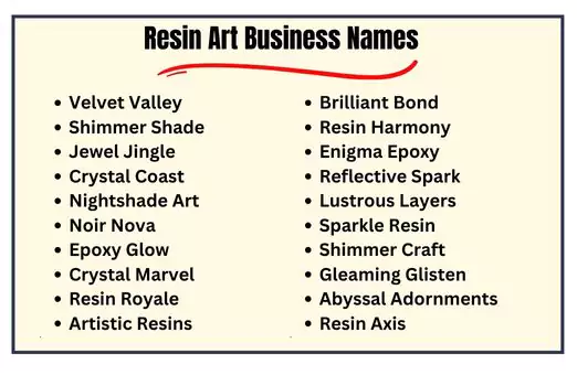 Resin Art Business Names