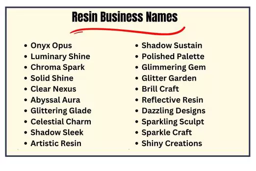 Resin Business Names