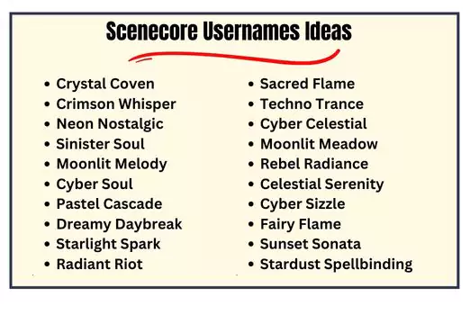 Scenecore Usernames Ideas
