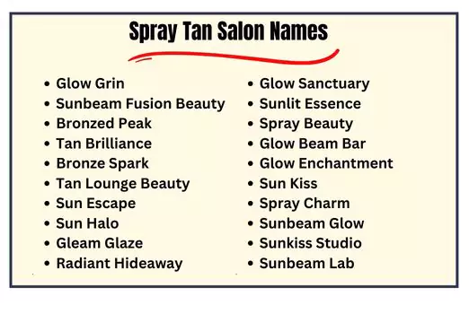 Spray Tan Salon Names
