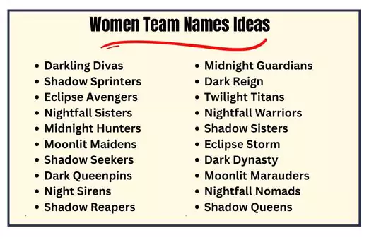 Women Team Names Ideas