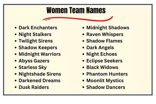 Women Team Names
