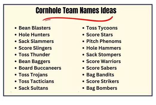 Cornhole Team Names Ideas